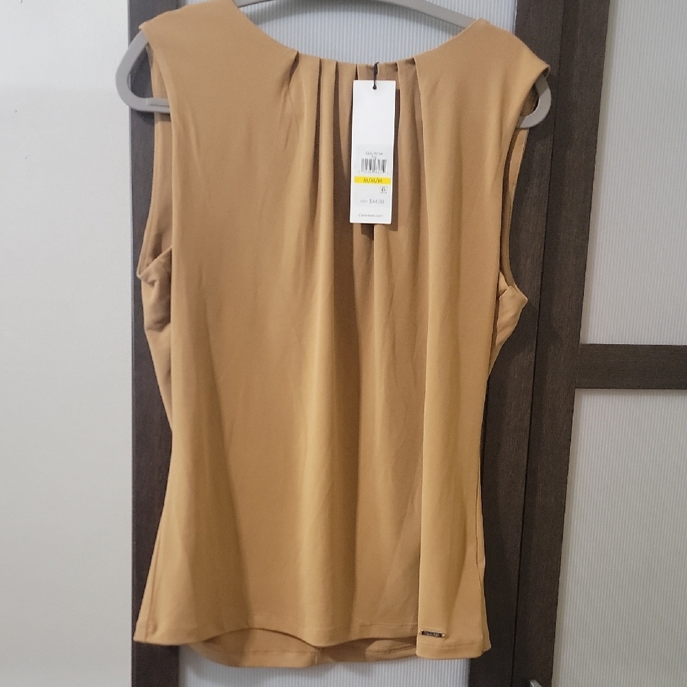 Calvin Klein Tan Blouse Relaxed Fit Sleevless